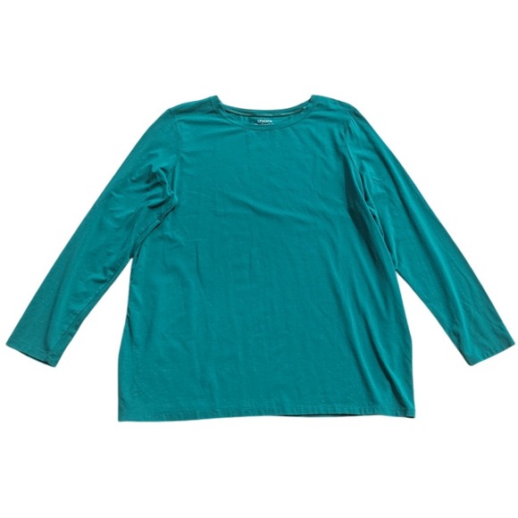 Chicos The Ultimate Tee‎ Long Sleeve Top Womens XL Green Cotton Blend Minamilist - Picture 1 of 5